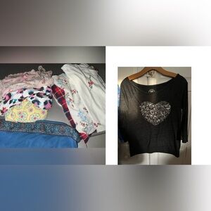 😍8pc Victoria's Secret Multicolor Pajama Set，charcoal boat neck sequins soft Top